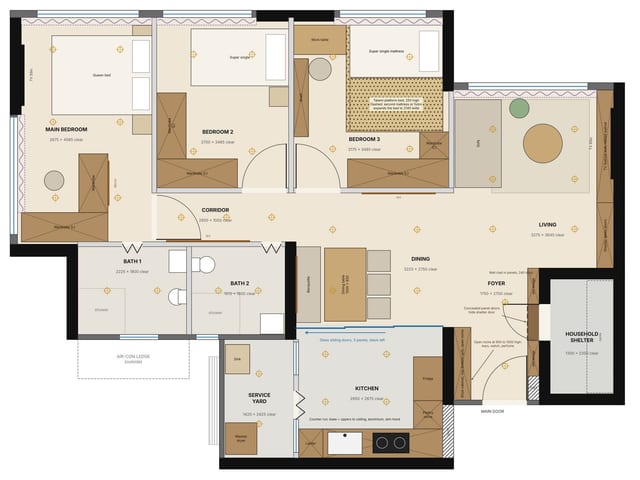 A furnished technical floor plan